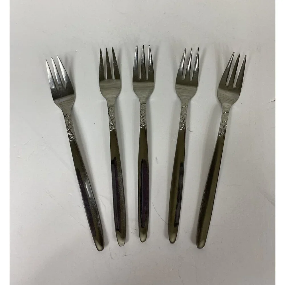 VTG Wellingware Stainless Japan Lot 5 Cocktail Seafood Forks Silverware Flatware